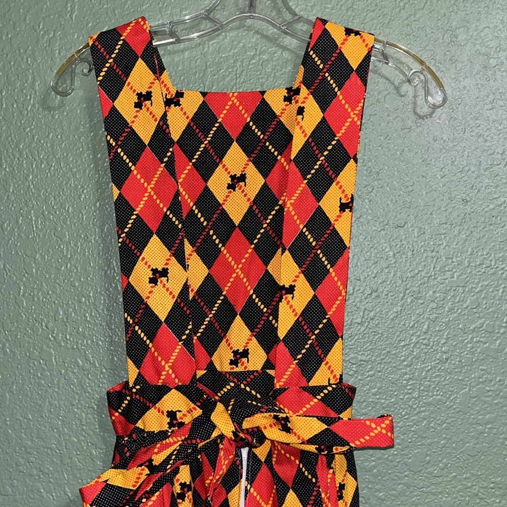 Vintage 50s 60s Scotty Dog Argyle Dress Jumper Sleeveless Overall - Picture 8 of 10